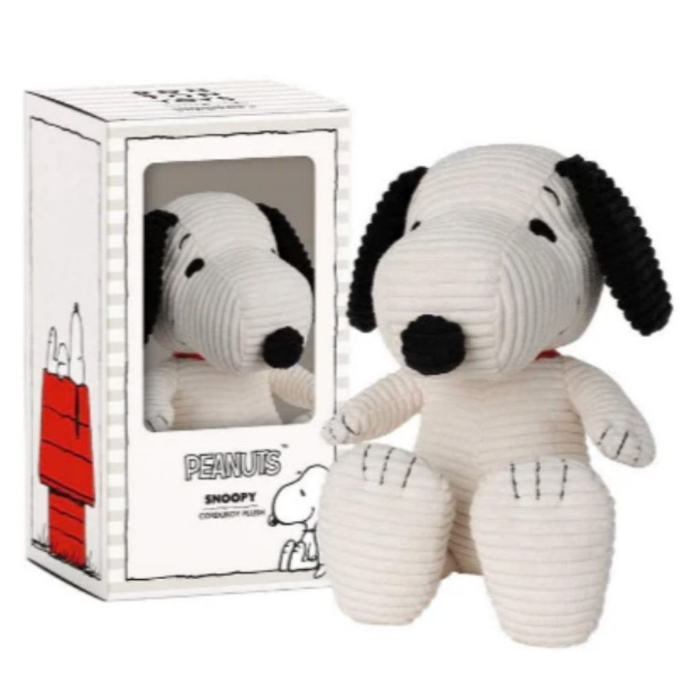 Snoopy Sitting Corduroy Cream In Gift Box 27cm