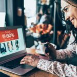 Woman online shopping sales