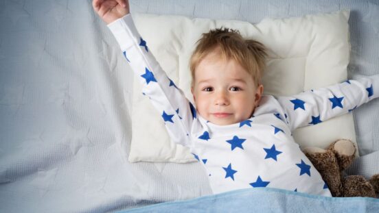 Young boy awake after good sleep - possibly from viral lime sleep hack